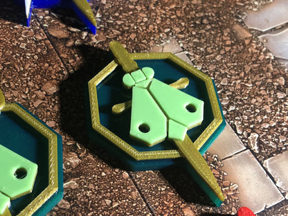 STL Tokens Dagger, Hammer and Shield compatible with Warcry
