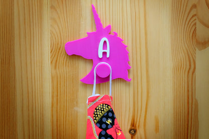 Personalized Unicorn mask hanger.